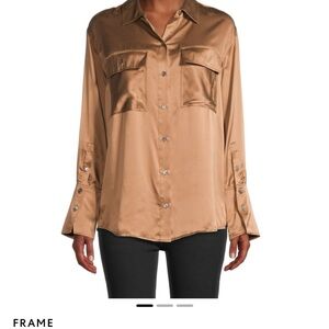 Frame Denim Boyfriend Silk Button-up Blouse